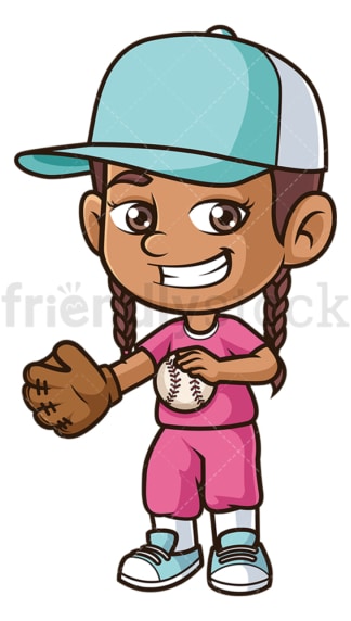 Hispanic girl playing baseball. PNG - JPG and vector EPS (infinitely scalable).