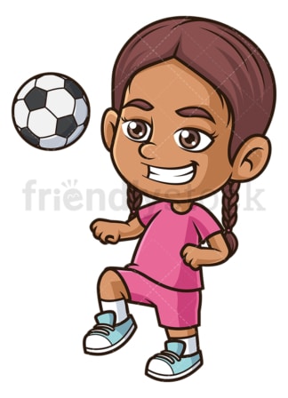 Hispanic girl playing soccer. PNG - JPG and vector EPS (infinitely scalable).