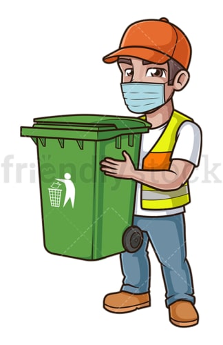 Trashman holding trash bin. PNG - JPG and vector EPS (infinitely scalable).