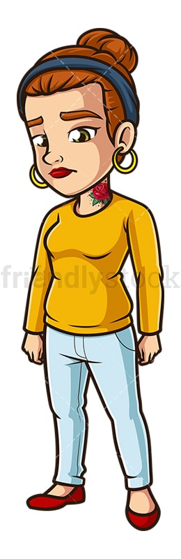 Female hipster looking sad. PNG - JPG and vector EPS (infinitely scalable).