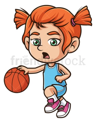 Ginger girl playing basketball. PNG - JPG and vector EPS (infinitely scalable).