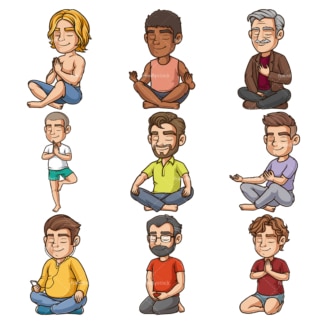 Men meditating. PNG - JPG and infinitely scalable vector EPS - on white or transparent background.