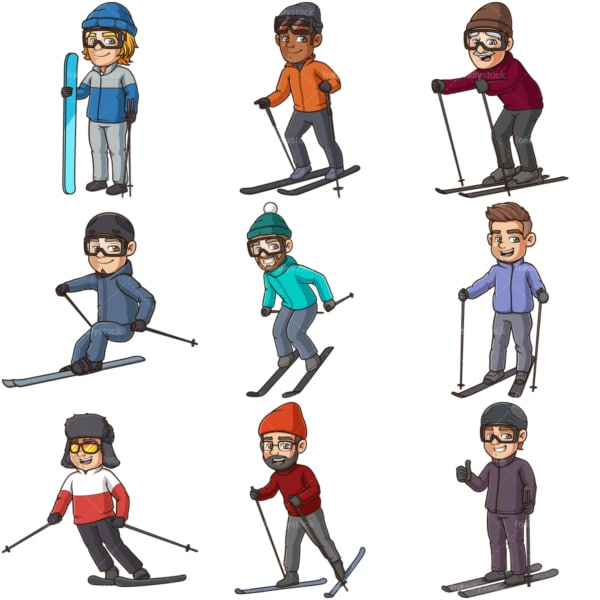 Men skiing. PNG - JPG and infinitely scalable vector EPS - on white or transparent background.