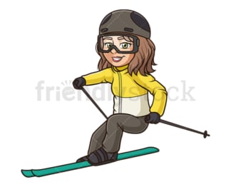 Latin woman skiing. PNG - JPG and vector EPS (infinitely scalable).