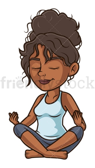Black woman meditating. PNG - JPG and vector EPS (infinitely scalable).
