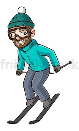 Young man skiing. PNG - JPG and vector EPS (infinitely scalable).