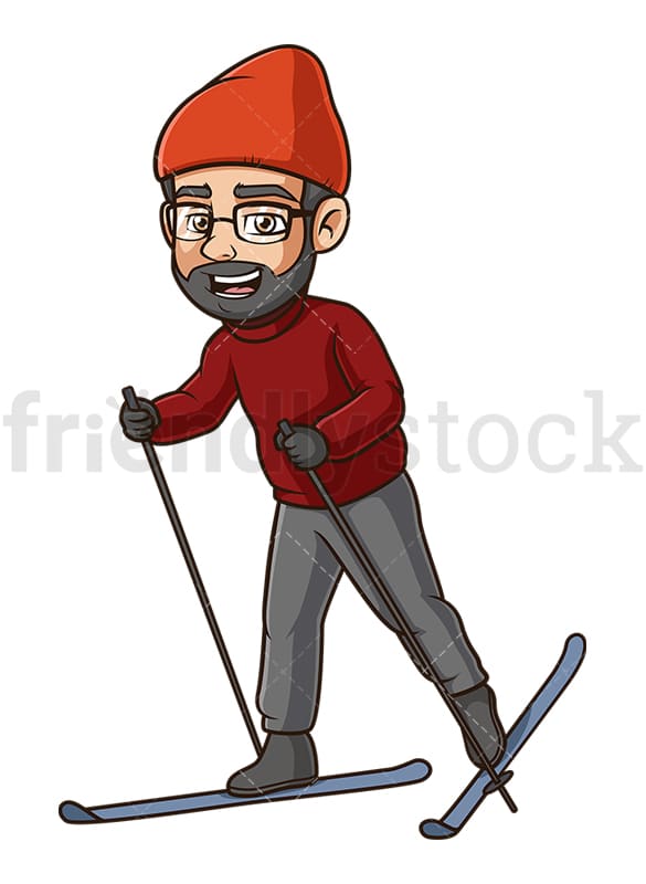 Homme D Age Moyen Ski Dessin Anime Clipart Vectoriel Friendlystock
