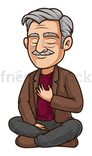 Old man meditating. PNG - JPG and vector EPS (infinitely scalable).