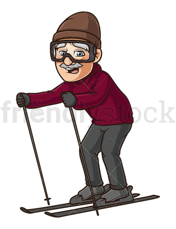 Old man skiing. PNG - JPG and vector EPS (infinitely scalable).