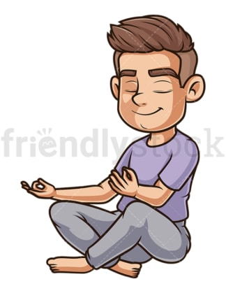 Cheerful guy meditating. PNG - JPG and vector EPS (infinitely scalable).