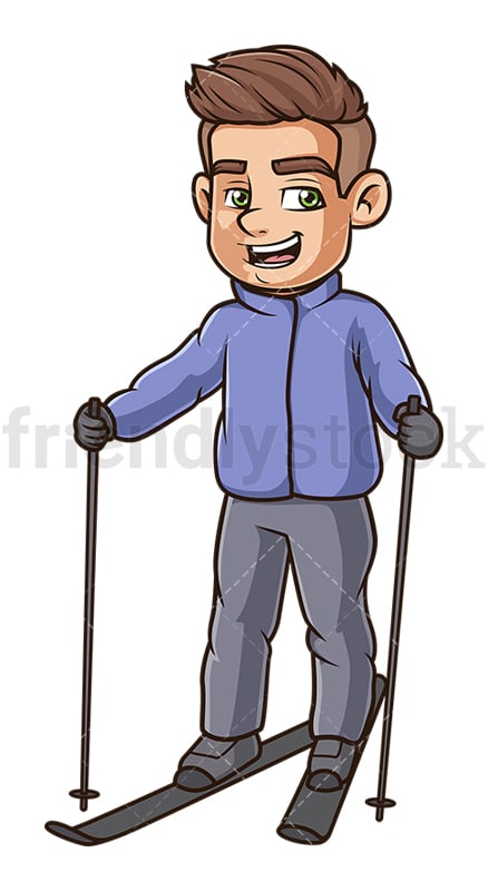 Cheerful guy skiing. PNG - JPG and vector EPS (infinitely scalable).