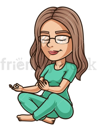 Young girl meditating. PNG - JPG and vector EPS (infinitely scalable).
