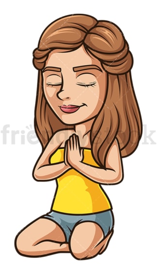 Young woman meditating. PNG - JPG and vector EPS (infinitely scalable).