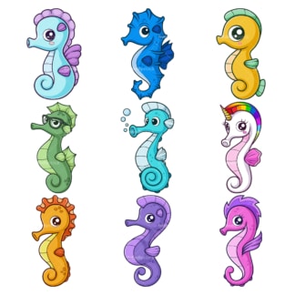 Cute seahorses. PNG - JPG and infinitely scalable vector EPS - on white or transparent background.
