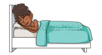 Black woman sleeping in bed. PNG - JPG and vector EPS (infinitely scalable).