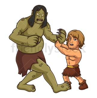 Beowulf fighting grendel. PNG - JPG and vector EPS (infinitely scalable).