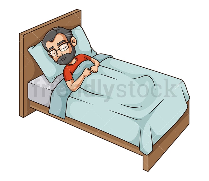 Black Man Sleeping In Bed Cartoon Clipart Vector - FriendlyStock