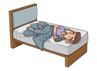 Man sleeping upside down in bed. PNG - JPG and vector EPS (infinitely scalable).