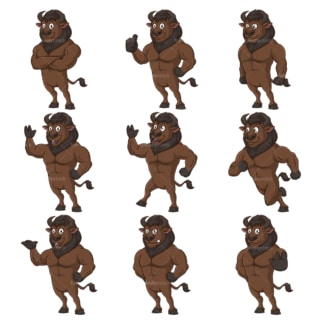 Bison cartoon character. PNG - JPG and infinitely scalable vector EPS - on white or transparent background.