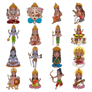 Hindu gods and deities. PNG - JPG and vector EPS file formats (infinitely scalable). Images isolated on transparent background.