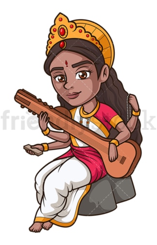Hindu goddess saraswati. PNG - JPG and vector EPS file formats (infinitely scalable). Image isolated on transparent background.