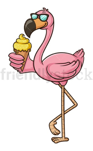 Flamingo eating ice cream. PNG - JPG and vector EPS (infinitely scalable).