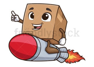 Delivery box riding rocket. PNG - JPG and vector EPS (infinitely scalable).