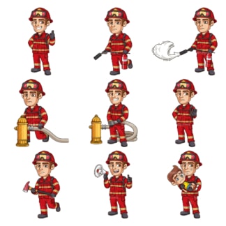 Male firefighter. PNG - JPG and infinitely scalable vector EPS - on white or transparent background.