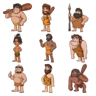 Primeval cavemen. PNG - JPG and infinitely scalable vector EPS - on white or transparent background.