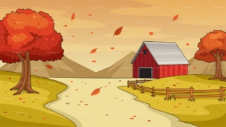 Farm in autumn background in 16:9 aspect ratio. PNG - JPG and vector EPS file formats (infinitely scalable).