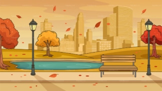 City park in autumn background in 16:9 aspect ratio. PNG - JPG and vector EPS file formats (infinitely scalable).
