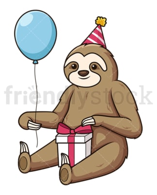 Birthday sloth. PNG - JPG and vector EPS (infinitely scalable).