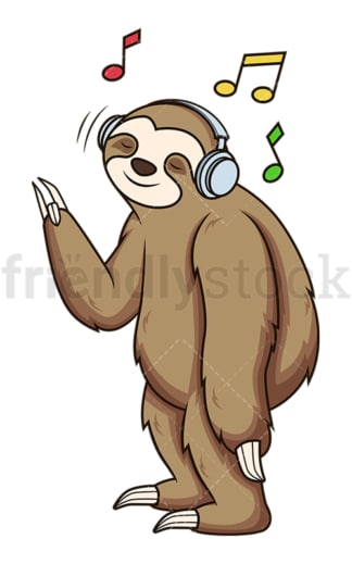 Sloth with headphones. PNG - JPG and vector EPS (infinitely scalable).