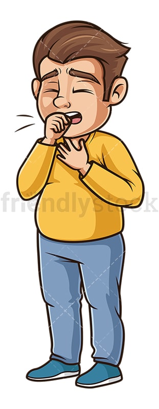 Chubby guy coughing. PNG - JPG and vector EPS (infinitely scalable).