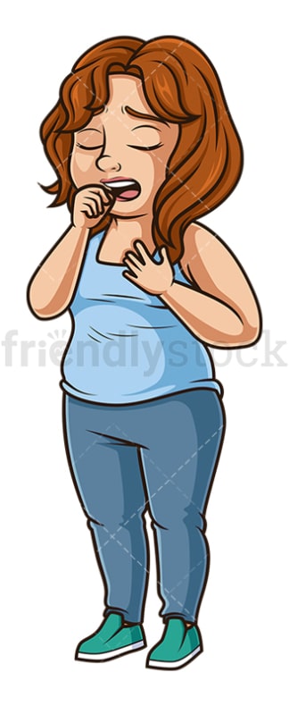 Chubby woman coughing. PNG - JPG and vector EPS (infinitely scalable).