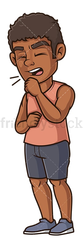 Black man coughing. PNG - JPG and vector EPS (infinitely scalable).