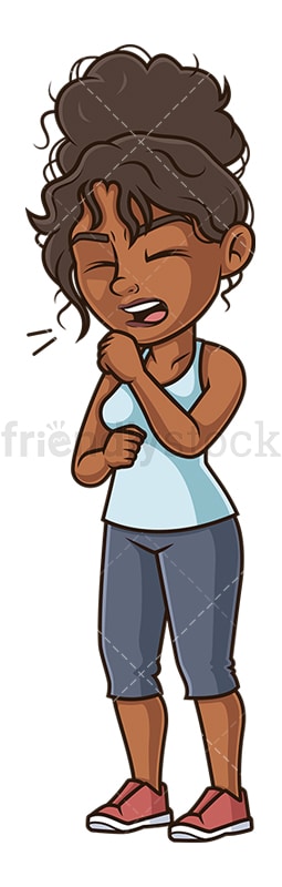 Black woman coughing. PNG - JPG and vector EPS (infinitely scalable).