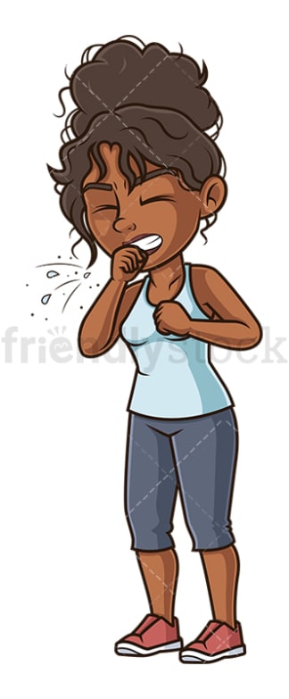 Black woman sneezing. PNG - JPG and vector EPS (infinitely scalable).