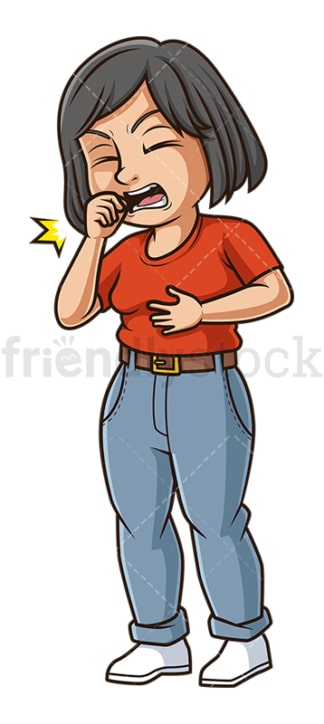 Middle aged woman coughing. PNG - JPG and vector EPS (infinitely scalable).