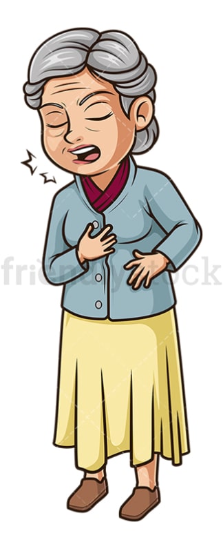 Old woman coughing. PNG - JPG and vector EPS (infinitely scalable).